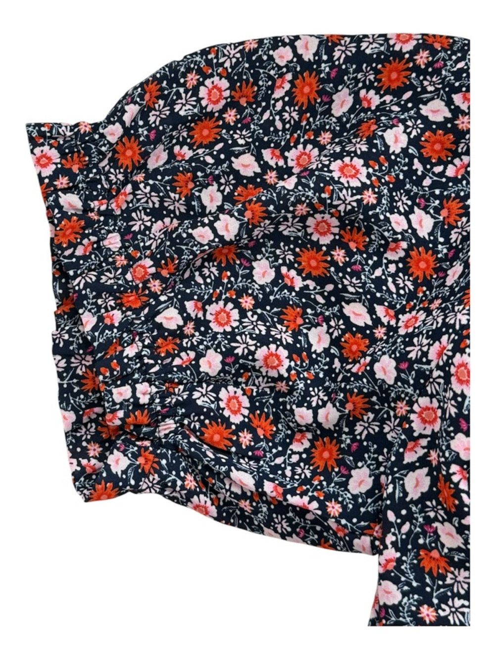 Anne Taylor Loft Short Sleeve Blue & Pink Lightweight Floral Blouse Size Large - Picture 3 of 7